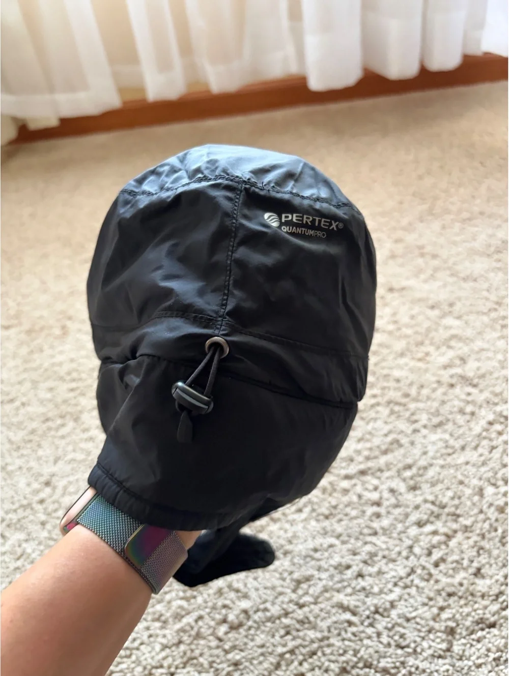 Outdoor Research Frostline Hat Black soft fleece lining fold-down earflaps